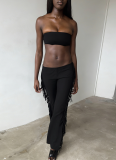 Sexy Hot Girl Sleeveless Bandeau Top and Tight Pants Set