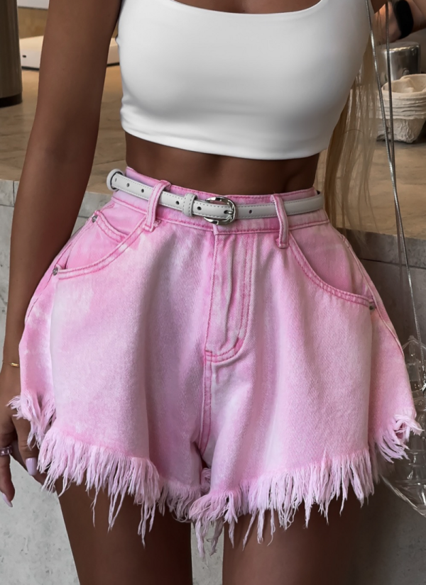 2026 New Fashion High-Waisted Wide-Leg A-Line Denim Shorts