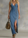 Fashionable Button-Down Sleeveless Denim Dress