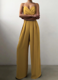 Sexy Spaghetti Strap Waist-cinching Straight Leg Floor-Length Minimalist Jumpsuit