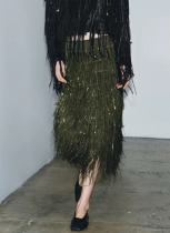 2026 Fashion Sequined Tassel Party Skirt