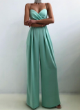 Sexy Spaghetti Strap Waist-cinching Straight Leg Floor-Length Minimalist Jumpsuit