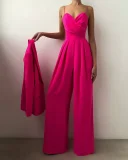 Sexy Spaghetti Strap Waist-cinching Straight Leg Floor-Length Minimalist Jumpsuit
