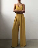 Sexy Spaghetti Strap Waist-cinching Straight Leg Floor-Length Minimalist Jumpsuit