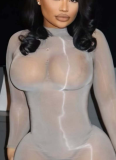 Sexy Super Elastic Glossy See-Through Dress
