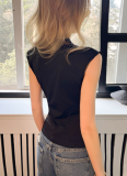 Fashion Lace Cutout Button-Front Waist-Cinching Sleeveless Vest