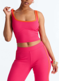 Fashion Two-Piece Set Slim-Fit Spaghetti Strap Top & Trousers With Contrast Trim