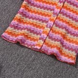 Sexy Striped Yarn-dyed Collared Button-down Short-Sleeve Top and Straight-Leg Trousers Set