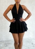 2026 Sexy V-neck Spaghetti Strap Waist Pleated Cake Dress