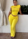Fashionable Sporty Slim Fit Printed Letter Short-Sleeve Pants Set