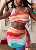 2026 Sexy Colorful Sleeveless Vest Top and Skirt Set
