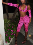 2026 New Halter-Neck Bikini Polka Dot Top Tight-Fitting Capri Pant Three-Piece Set