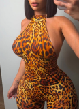 2026 Sexy Leopard Print Backless Halter Neck Strappy Hip-Lifting Bodysuit