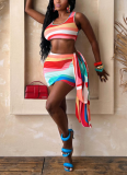 2026 Sexy Colorful Sleeveless Vest Top and Skirt Set