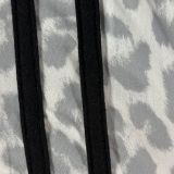 Casual Two-Piece Set Short-Sleeve Top & Shorts With Leopard Print and Polka Dots