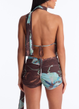 2026 Sexy Deep V-Neck Halter Jumpsuit (with Scarf)