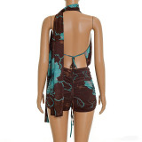 2026 Sexy Deep V-Neck Halter Jumpsuit (with Scarf)