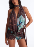 2026 Sexy Deep V-Neck Halter Jumpsuit (with Scarf)