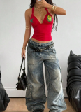 2026 Sexy Brazilian Print Halter Neck Sleeveless Short Vest