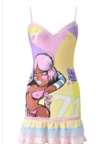 Sexy Hot Girl Printed Slim Fit Lace Mini Dress