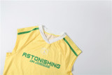 New Letter Print Sleeveless T-Shirt and Low-Waisted Sports Shorts Set