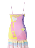 Sexy Hot Girl Printed Slim Fit Lace Mini Dress