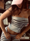 2026 Fashionable Strapless Printed Striped Zipper Top and Pants Set