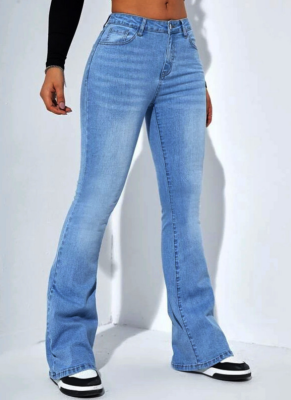 Fashion High-Waisted Stretch Flare Straight Leg Jeans