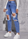 2026 Trendy Ripped High-Waisted Straight-Leg Jeans