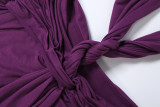 Fashionable Solid-Color Sexy Sleeveless Low-Cut V-Neck Backless Dress
