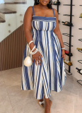 Fashionable and Elegant Strapless Striped A-Line Dress