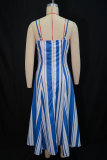 Fashionable and Elegant Strapless Striped A-Line Dress