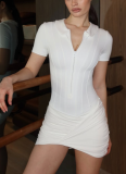 Sexy Polo-Neck Fitted Hip-Hugging Jumpsuit
