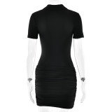 Sexy Polo-Neck Fitted Hip-Hugging Jumpsuit