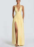 2026 Sexy Off-the-Shoulder Backless High-Slit Maxi Gown