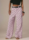 2026 Casual Loose-Fit Mid-Rise Non-Stretch Polka-Dot Denim Trousers