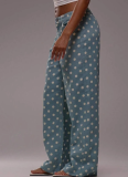 2026 Casual Loose-Fit Mid-Rise Non-Stretch Polka-Dot Denim Trousers