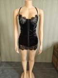 Sexy Lace Strapless Mini Dress Underwire Boning Hook-and-Eye Closure Slim-Fit Bodycon Style