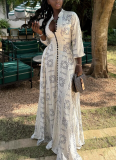 New Arrival Elegant Long-Sleeve Stand-Collar Single-Breasted Dress