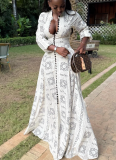 New Arrival Elegant Long-Sleeve Stand-Collar Single-Breasted Dress