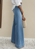 Casual Retro Washed Wide-Leg Jeans  Loose Fit Slimming and Leg-Lengthening