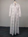 New Arrival Elegant Long-Sleeve Stand-Collar Single-Breasted Dress