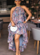 New Sweet Style Lace-Up Printed Sleeveless Midi Dress