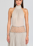 2026 Sexy Halter-Neck Backless Gown With Rhinestone Embellishment and High Slit