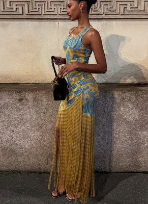 2026 New Resort Style Tassel Print Sundress