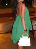 Sexy Loose-Fit Strappy Mesh Dress Backless Low-Cut and Tie-Detail