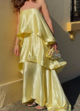 New Satin Strappy Tiered Loose-Fit Vacation Dress
