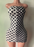 Stylish Polka-Dot Print Strapless Sexy Mini Dress