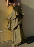 New Satin Strappy Tiered Loose-Fit Vacation Dress