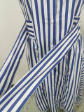 Stylish Striped Sleeveless A-Line Maxi Dress With Cinched Waist